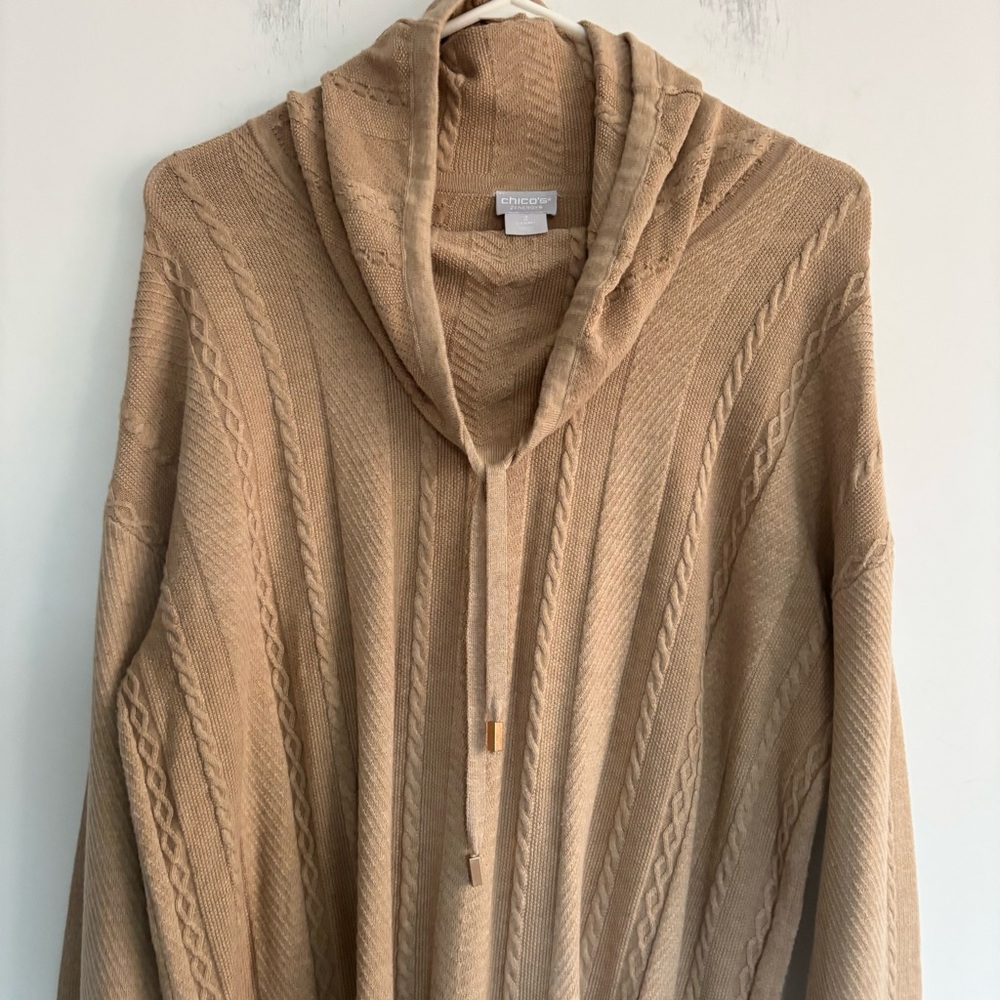 Chico’s Hooded Sweater with Drawstring NWOT